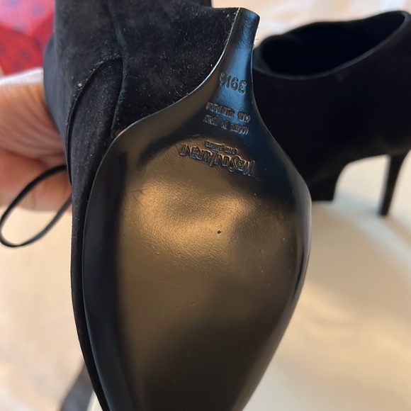 NEW SAINT LAURENT FATALE 105 black Leather Suede Lace Up Ankle Bootie EU 39.5 - Picture 8 of 11